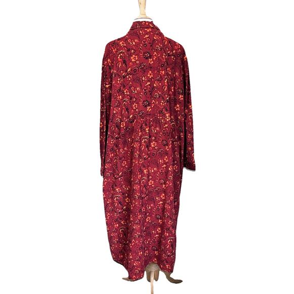 Anna Maxwell Women 26W Burnt Orange Floral Maxi Button Up Corduroy Dress Prairie - Picture 5 of 6